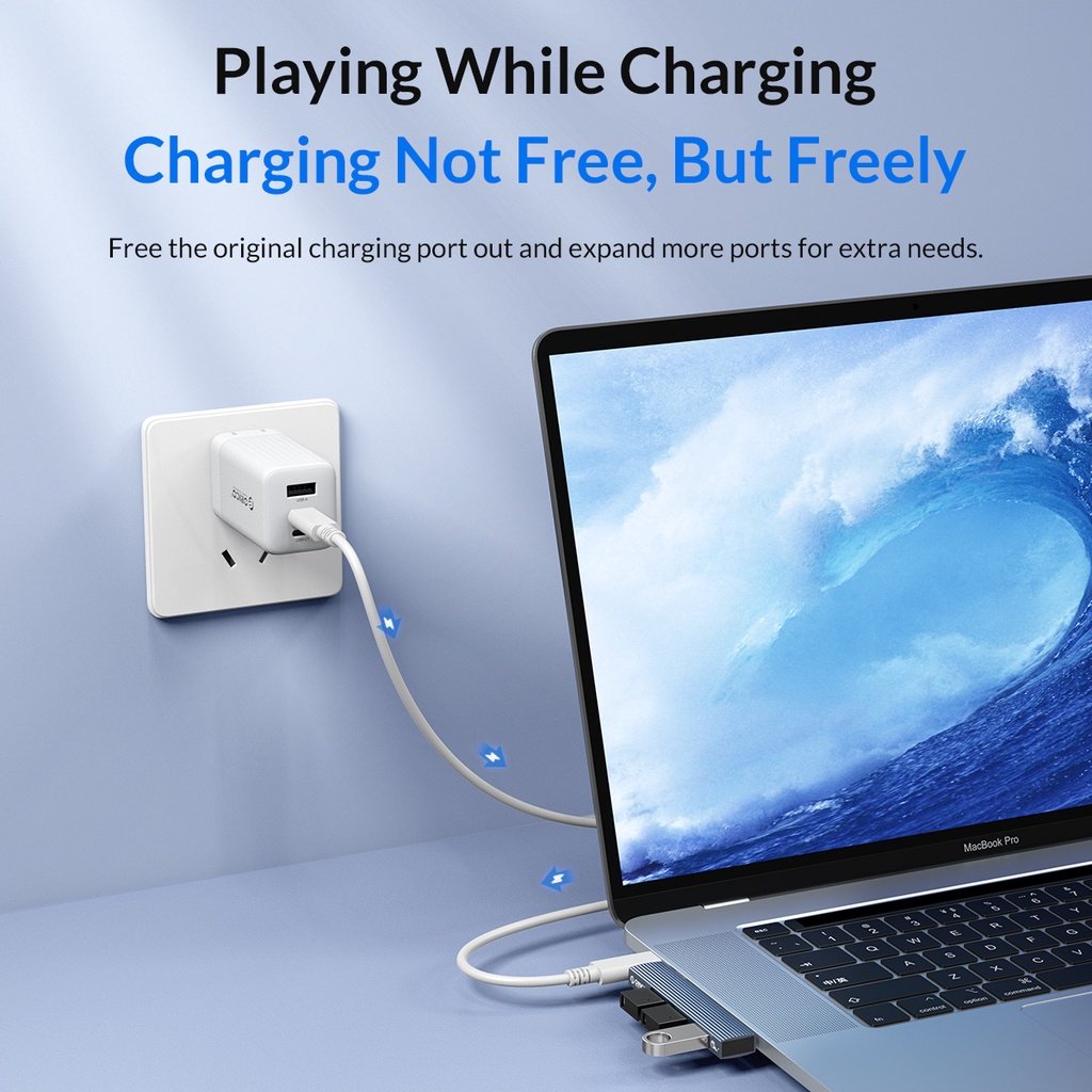 USB-Hub Orico HUB 3 port USB3.0/2.0 TYPE-C Aluminium - AH-W13-GY