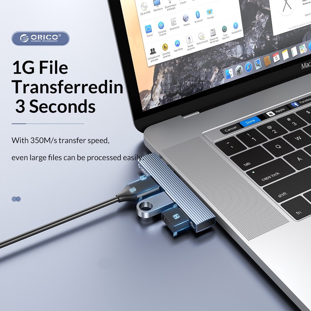 USB-Hub Orico HUB 3 port USB3.0/2.0 TYPE-C Aluminium - AH-W13-GY