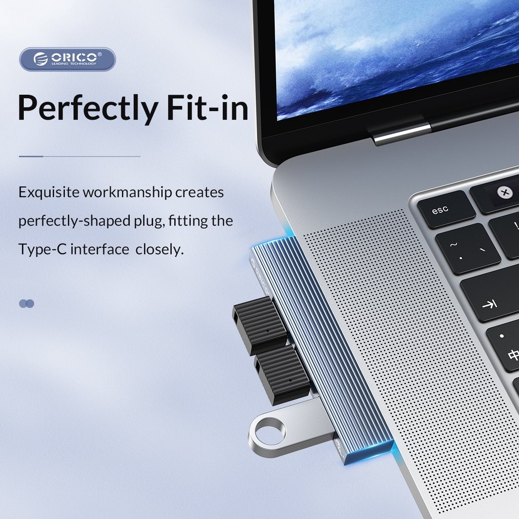 USB-Hub Orico HUB 3 port USB3.0/2.0 TYPE-C Aluminium - AH-W13-GY