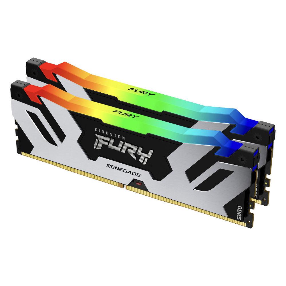 Μνήμη Kingston Fury Renegade Silver RGB 32GB (2x16GB) DDR5 6400MHz CL32 - KF564C32RSK2-32