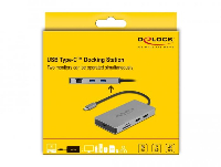 Докинг станция Delock USB-C - Dual HDMI, USB 3.2, SD, LAN, PD3.0 Сив