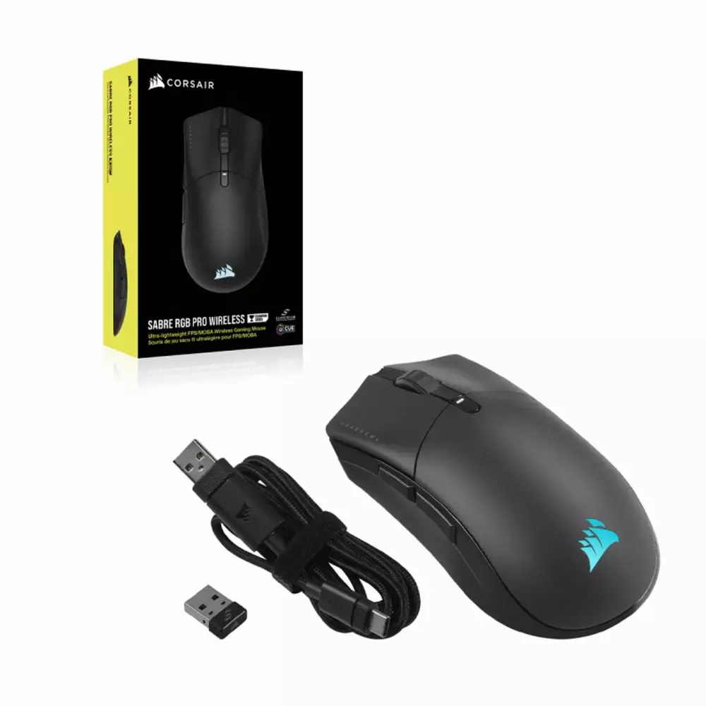 Геймърска мишка Corsair Sabre RGB PRO Wireless Champion Series - CH-9313211-EU