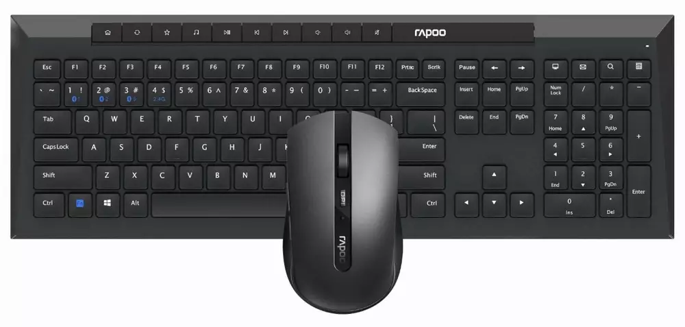Комплект клавиатура и мишка RAPOO 8210M Multi mode, Bluetooth &2.4Ghz, Безжичен, Черен