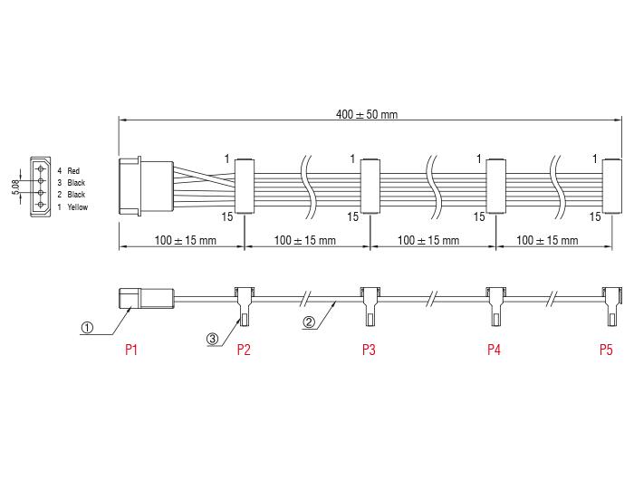 Кабел Power Molex 4 Pin  > 4 x SATA 15 Pin, 40cm