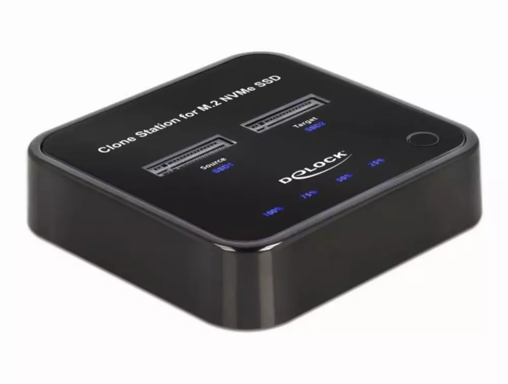Външна стойка Delock M.2, 2 x M.2 NVMe, PCIe SSD, Функция клониране