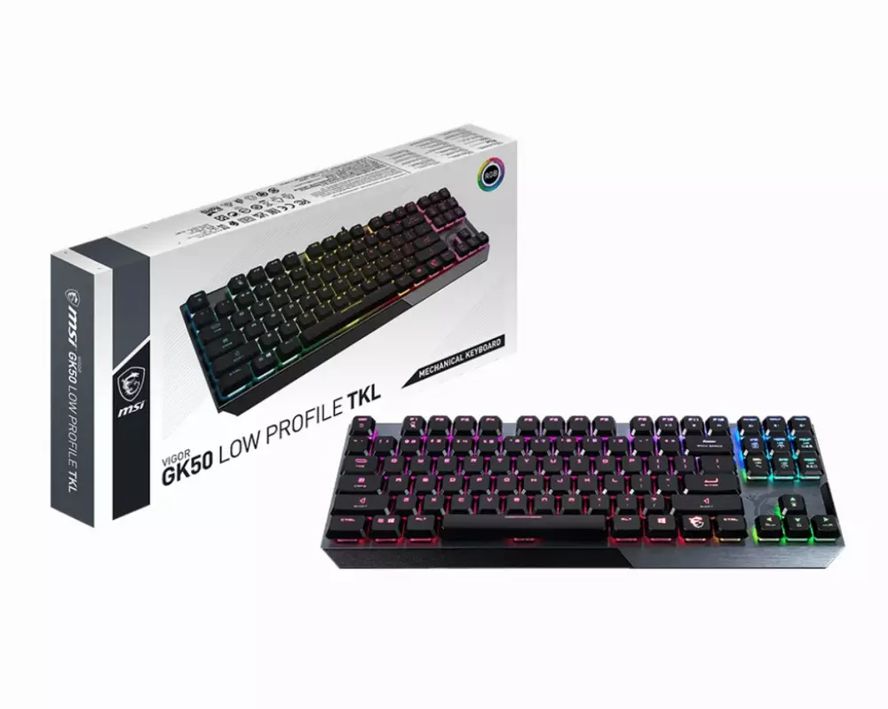 Геймърска механична клавиатура MSI VIGOR GK50 LOW PROFILE TKL Kailh Low Profile White