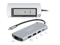 Докинг станция Delock USB-C с M.2 слот за SSD - HDMI 4K30Hz, Gigabit LAN, 2xUSB-A, USB-C, Сив