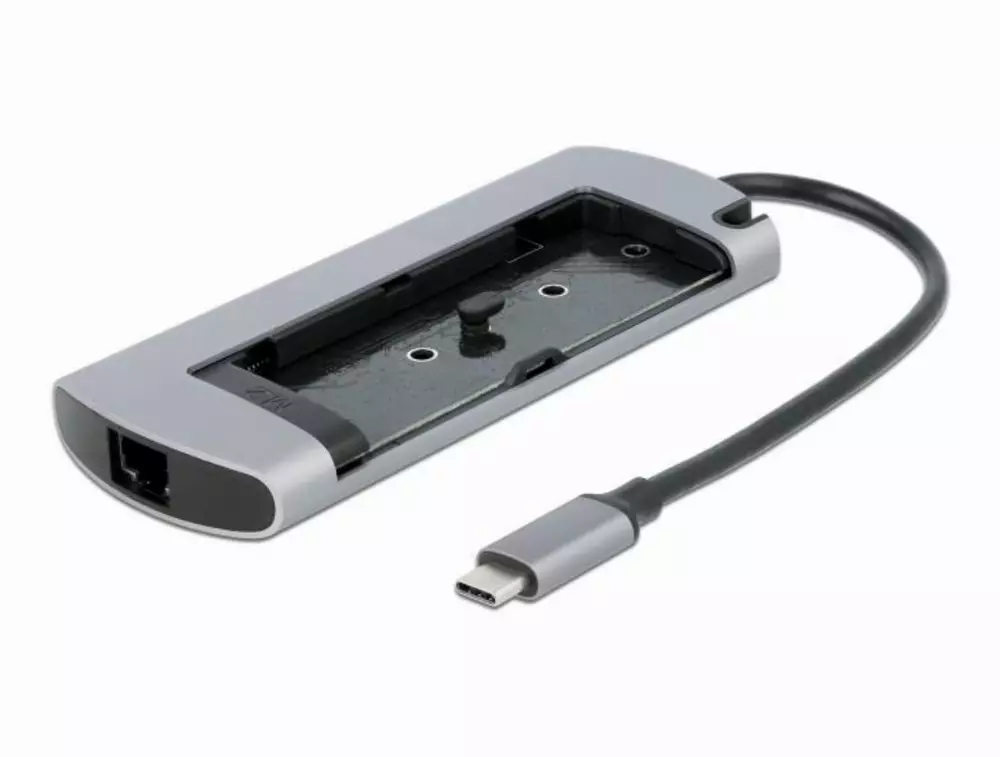 Докинг станция Delock USB-C с M.2 слот за SSD - HDMI 4K30Hz, Gigabit LAN, 2xUSB-A, USB-C, Сив