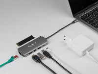 Докинг станция Delock USB-C с M.2 слот за SSD - HDMI 4K30Hz, Gigabit LAN, 2xUSB-A, USB-C, Сив