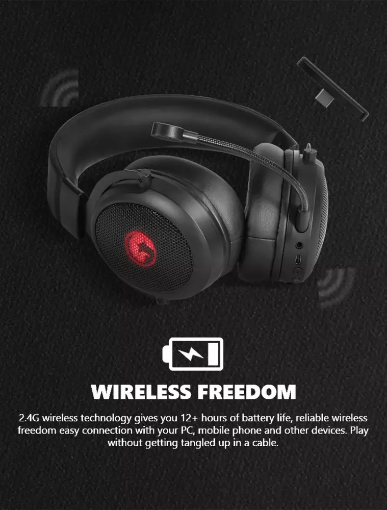 Marvo безжични геймърски слушалки Gaming Headphones HG9088W - Bluetooth, 2.4G