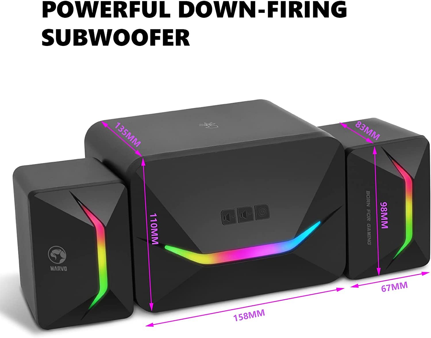 Marvo тонколони Gaming Speakers 2.1 11W RGB - MARVO-SG-235