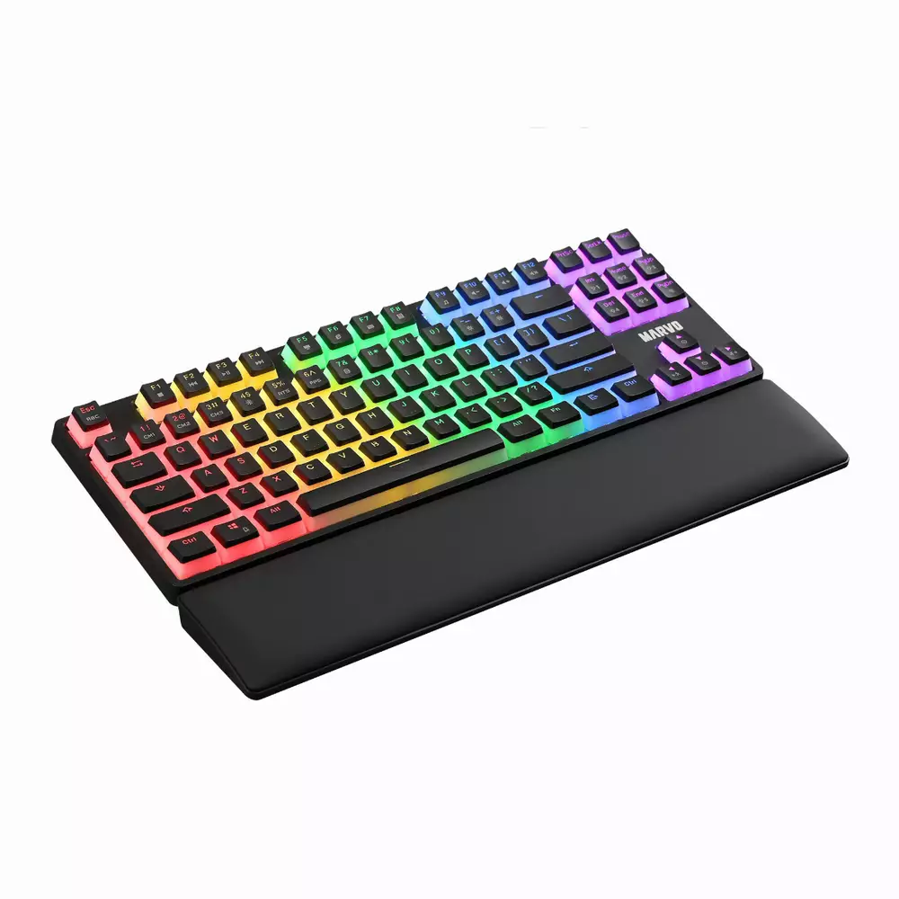 Mеханична клавиатура Marvo Gaming Mechanical Keyboard KG946 Red switches, TKL, Wrist Rest, Rainbow