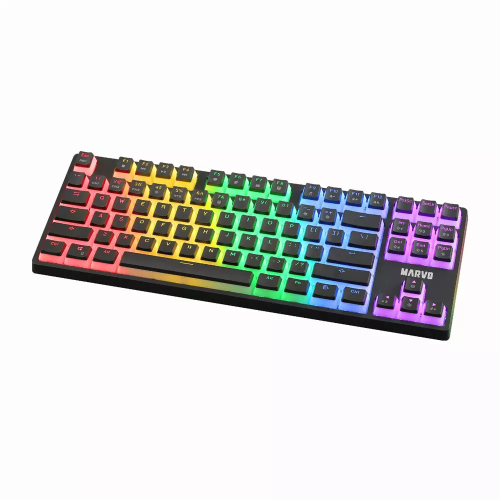 Mеханична клавиатура Marvo Gaming Mechanical Keyboard KG946 Red switches, TKL, Wrist Rest, Rainbow