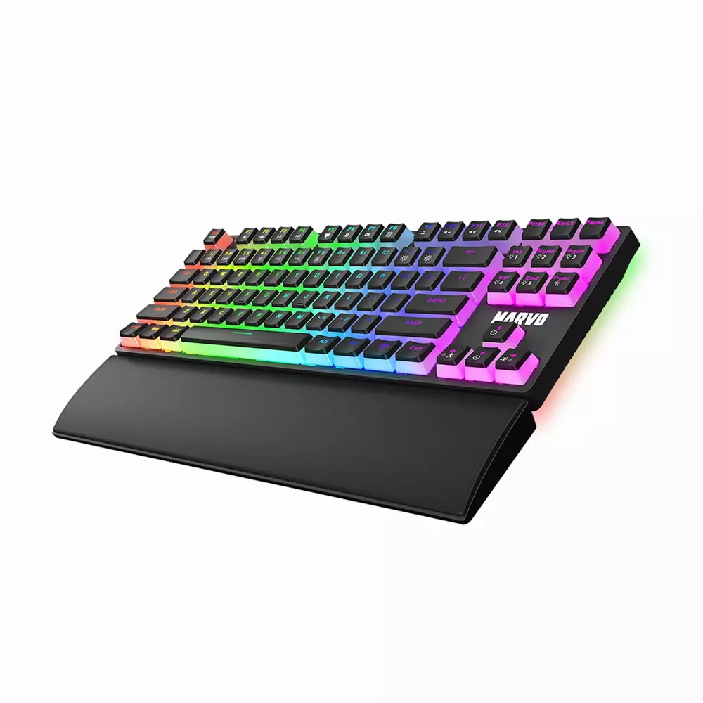 Mеханична клавиатура Marvo Gaming Mechanical Keyboard KG946 Red switches, TKL, Wrist Rest, Rainbow