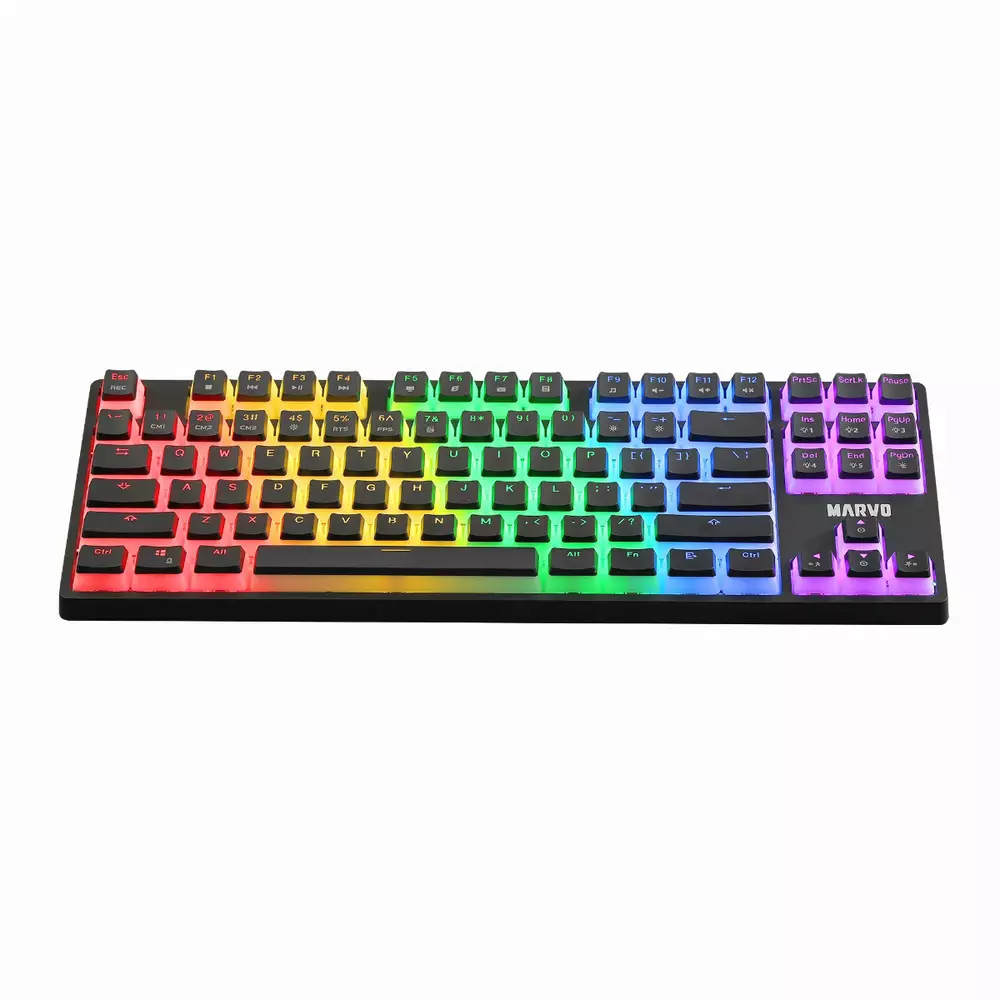 Mеханична клавиатура Marvo Gaming Mechanical Keyboard KG946 Red switches, TKL, Wrist Rest, Rainbow