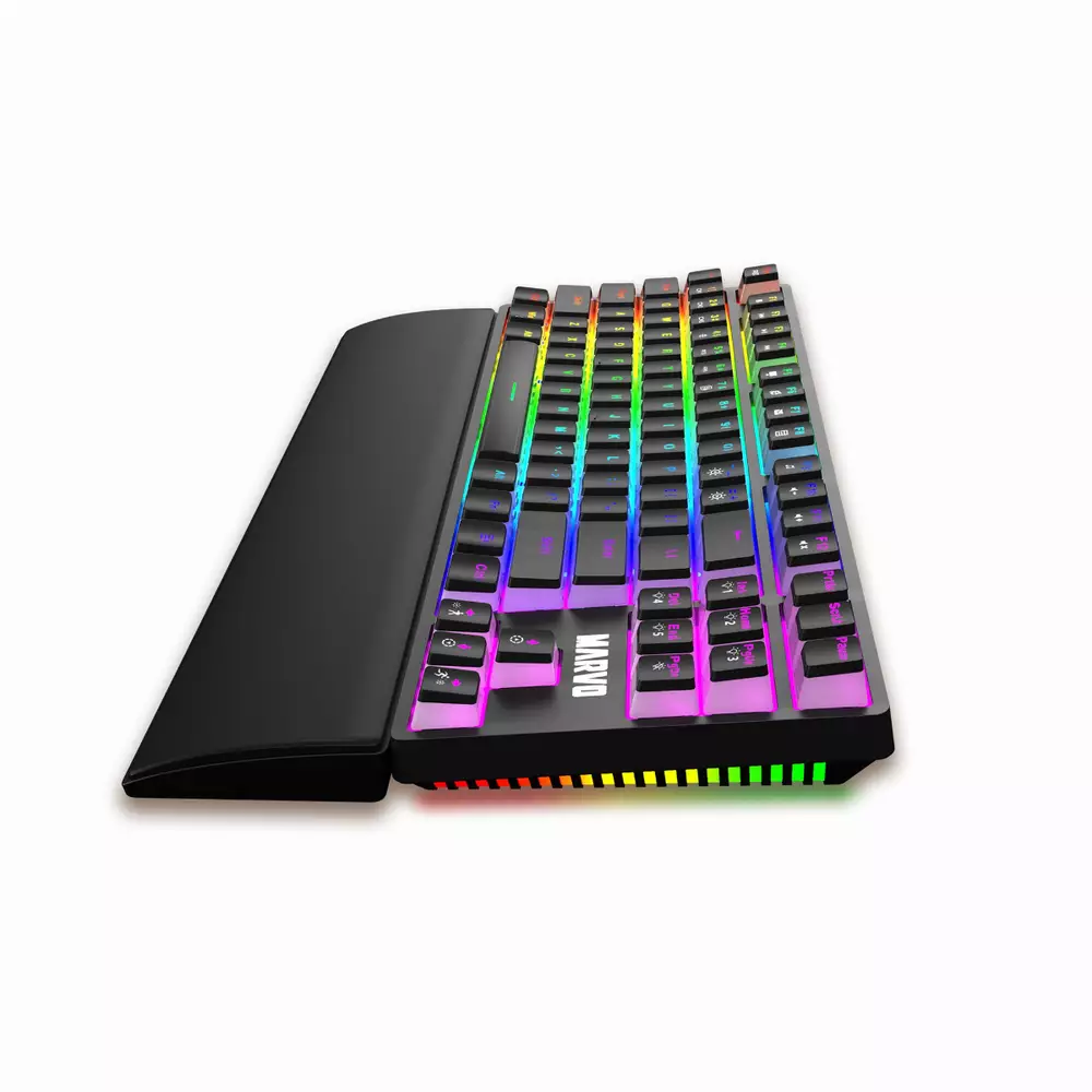 Mеханична клавиатура Marvo Gaming Mechanical Keyboard KG946 Red switches, TKL, Wrist Rest, Rainbow