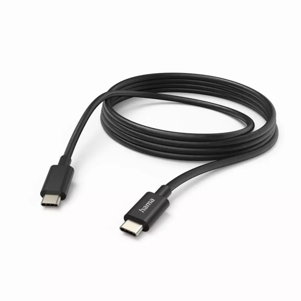 Кабел HAMA, USB-C мъжко - USB-C мъжко, 3.0 м, 480Mb/s, Черен
