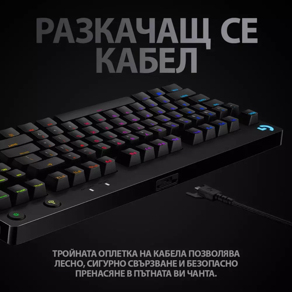 Геймърска клавиатура Logitech G Pro TKL GX Clicky Blue - 920-009392