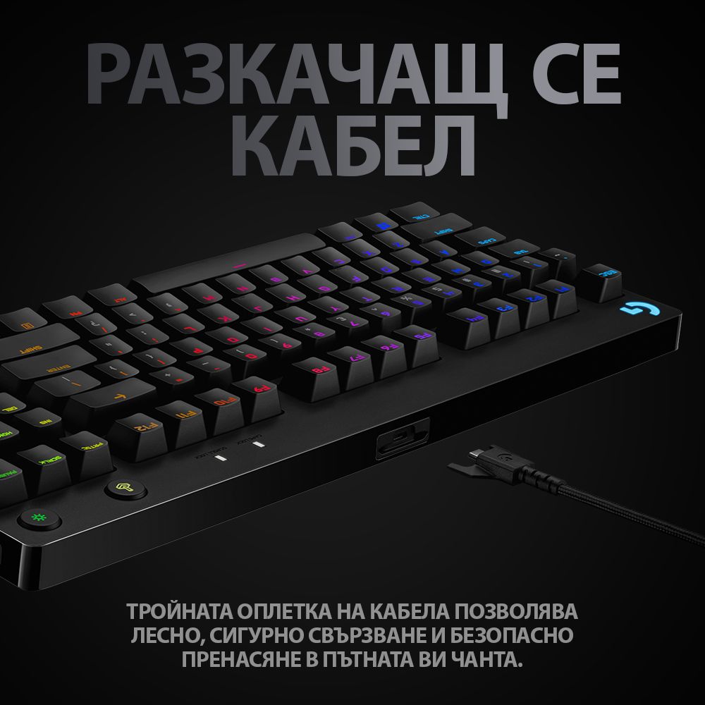 Геймърска клавиатура Logitech G Pro TKL GX Clicky Blue - 920-009392