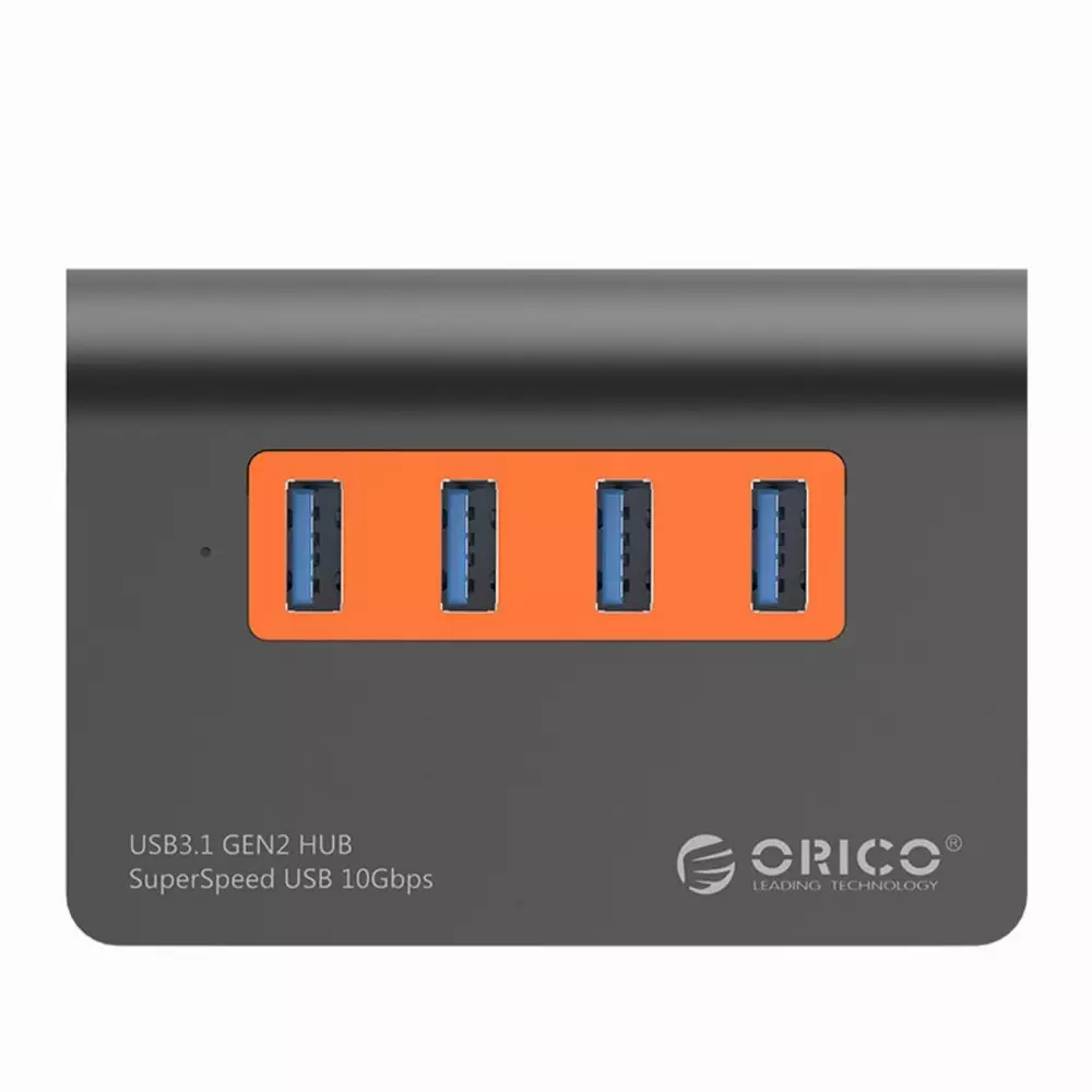Orico хъб USB 3.1 Gen2 10Gbps HUB 4 port Aluminum Grey/Orange - M3H4-G2-OG