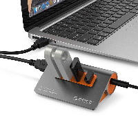 Orico хъб USB 3.1 Gen2 10Gbps HUB 4 port Aluminum Grey/Orange - M3H4-G2-OG