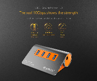 Orico хъб USB 3.1 Gen2 10Gbps HUB 4 port Aluminum Grey/Orange - M3H4-G2-OG