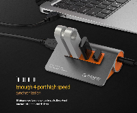 Orico хъб USB 3.1 Gen2 10Gbps HUB 4 port Aluminum Grey/Orange - M3H4-G2-OG