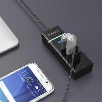 Orico хъб USB3.0 HUB 4 port black - W6PH4-U3-V1-BK
