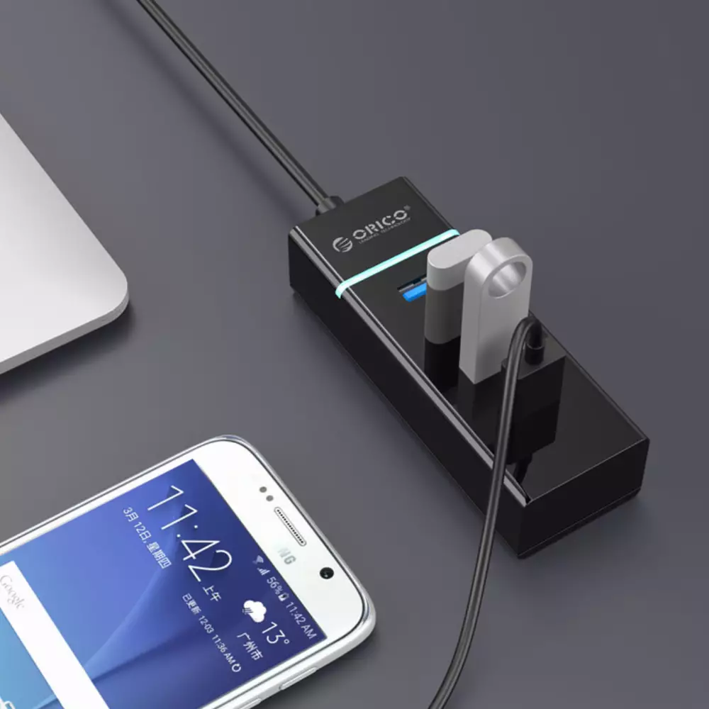 Orico хъб USB3.0 HUB 4 port black - W6PH4-U3-V1-BK