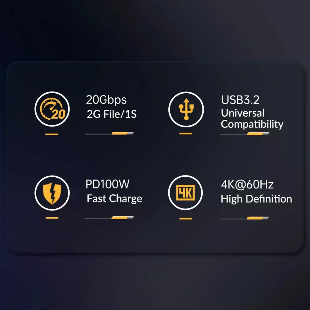 Orico кабел Cable USB 3.2 Gen2x2 - Type-C Male to Female Extension PD100W 20Gbps 1.0m Black - CY32-10-BK
