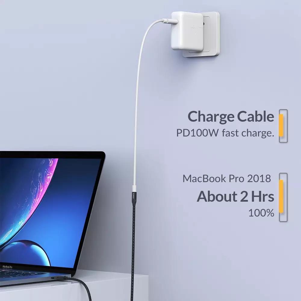 Orico кабел Cable USB 3.2 Gen2x2 - Type-C Male to Female Extension PD100W 20Gbps 1.0m Black - CY32-10-BK