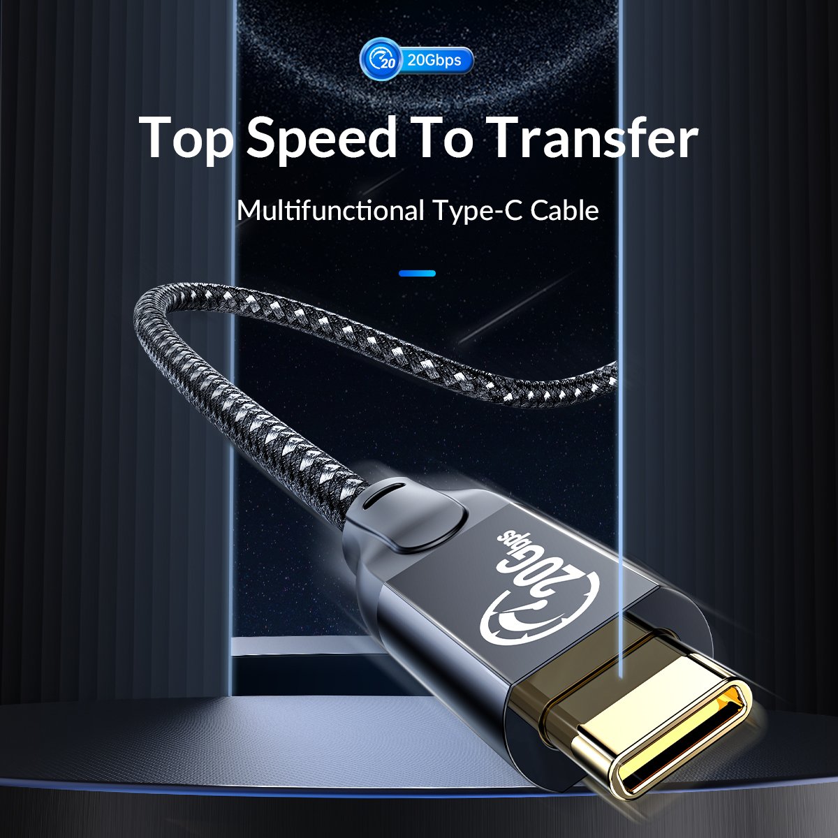 Orico кабел Cable USB 3.2 Gen2x2 - Type-C to Type-C PD100W 20Gbps 1.0m Black - CM32-10-BK