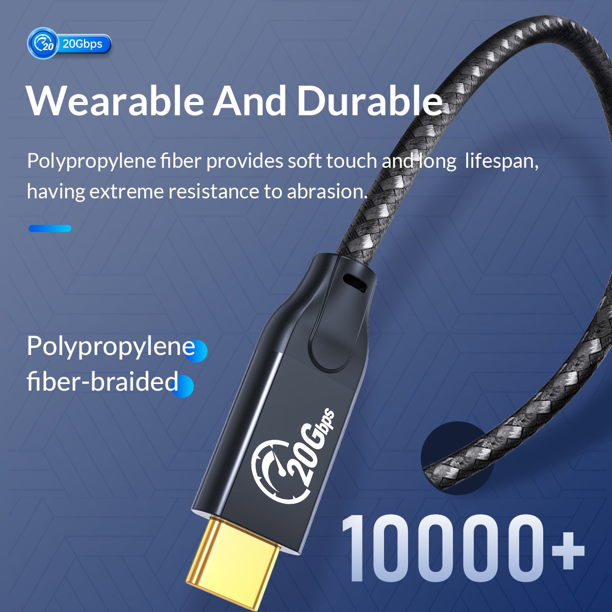 Orico кабел Cable USB 3.2 Gen2x2 - Type-C to Type-C PD100W 20Gbps 1.0m Black - CM32-10-BK