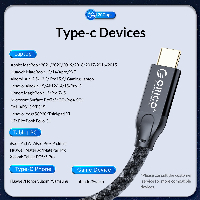 Orico кабел Cable USB 3.2 Gen2x2 - Type-C to Type-C PD100W 20Gbps 1.0m Black - CM32-10-BK