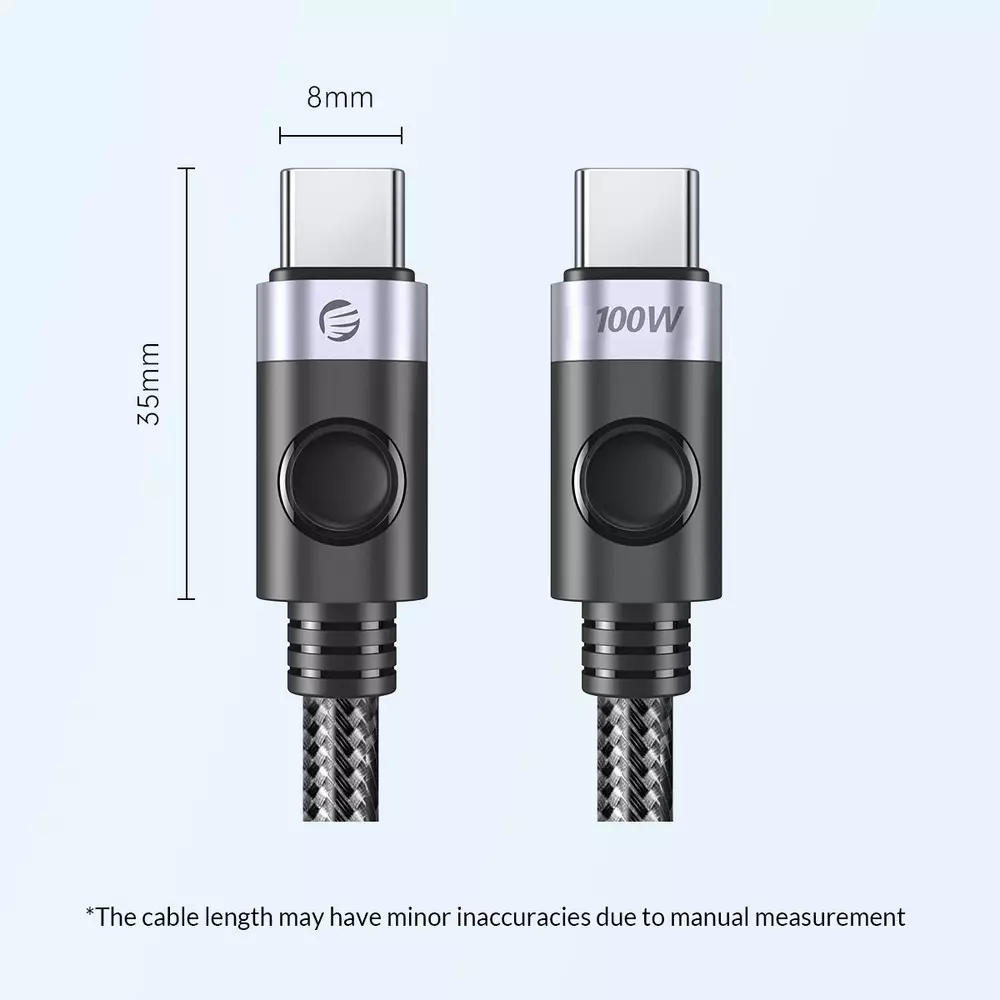 Orico кабел Cable USB C-to-C PD 100W Charging 1.0m Black - C2CZ-BK-10