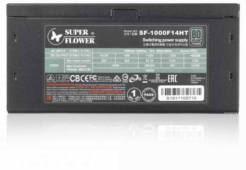 Захранване Super Flower Leadex Titanium 1000W 80 Plus Titanium PSU - SF-1000F14HT