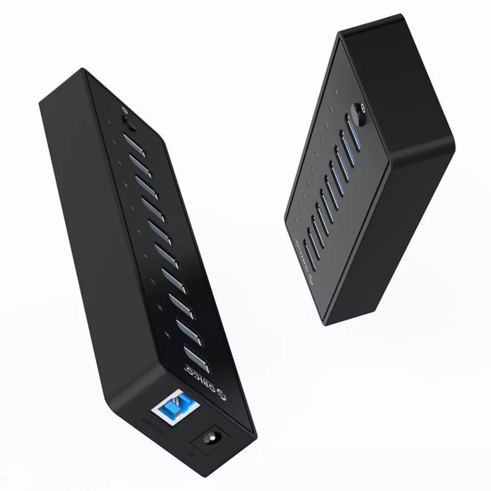 Orico хъб USB3.0 HUB 10 port with Premium Power Adapter, Black - P10-U3-V1-BK