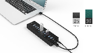 Orico хъб USB3.0 HUB 10 port with Premium Power Adapter, Black - P10-U3-V1-BK