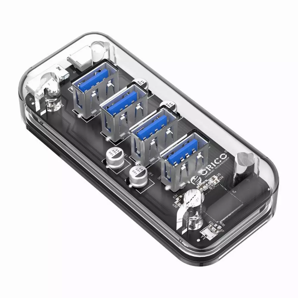 Orico хъб USB3.0 HUB 4 port Transparent - F4U-U3-CR