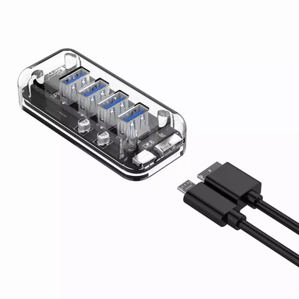 Orico хъб USB3.0 HUB 4 port Transparent - F4U-U3-CR