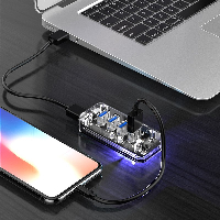 Orico хъб USB3.0 HUB 4 port Transparent - F4U-U3-CR
