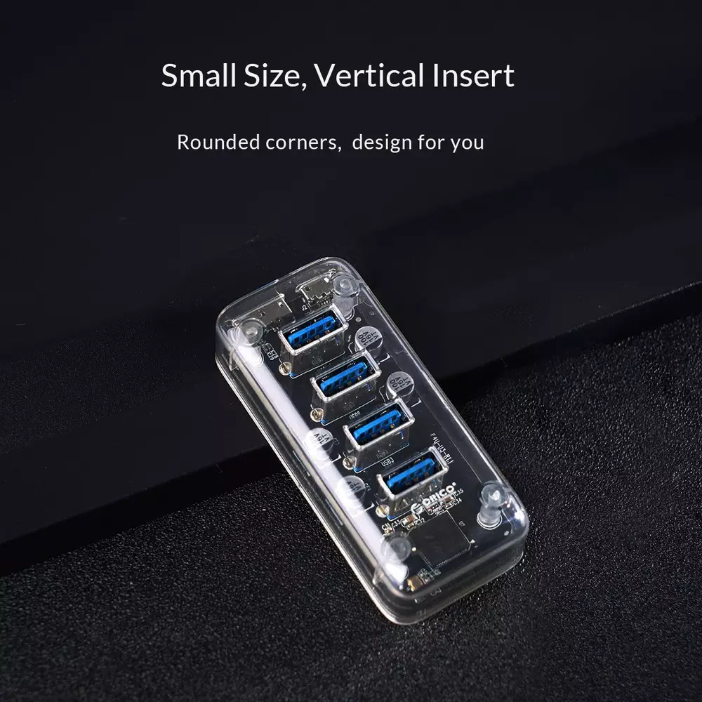 Orico хъб USB3.0 HUB 4 port Transparent - F4U-U3-CR