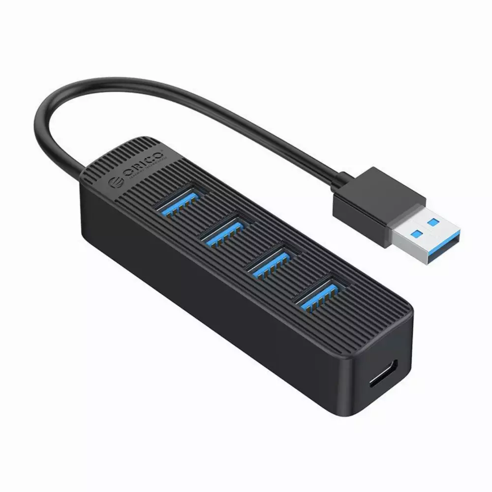 Orico хъб USB3.0 HUB 4 port - Type C input, 0.15m cable, aux Type-C power input - TWU3-4A-BK