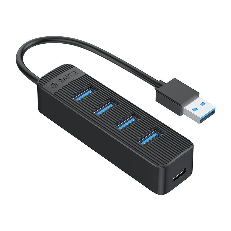 Orico хъб USB3.0 HUB 4 port - Type C input, 0.15m cable, aux Type-C power input - TWU3-4A-BK