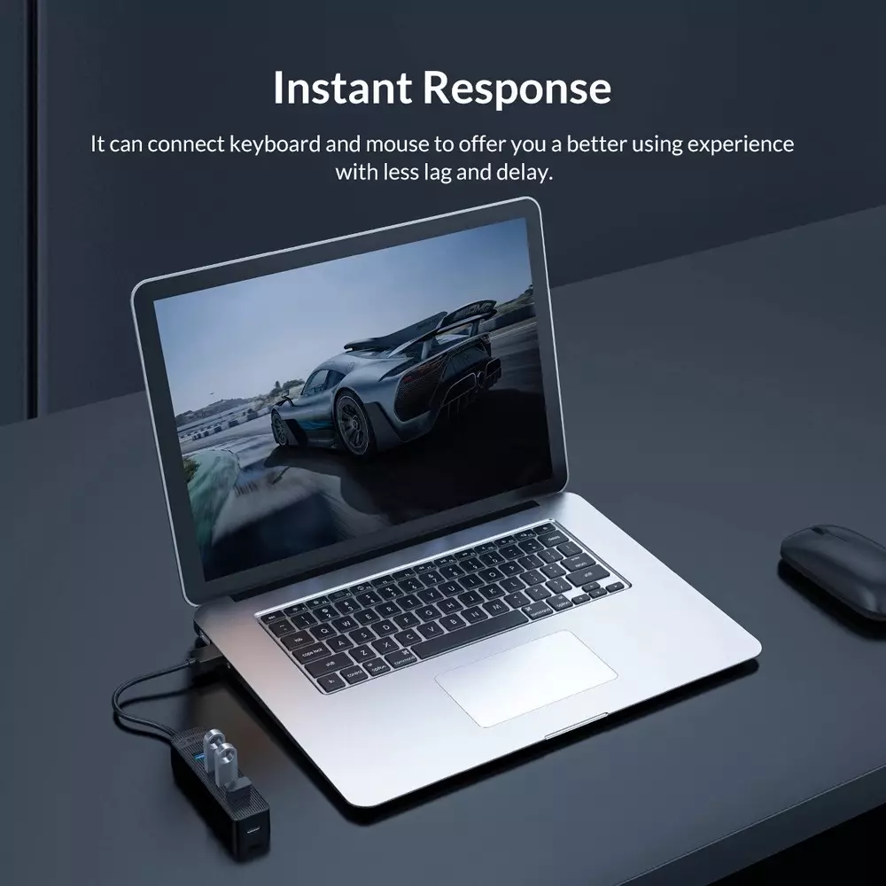 Orico хъб USB3.0 HUB 4 port - Type C input, 0.15m cable, aux Type-C power input - TWU3-4A-BK
