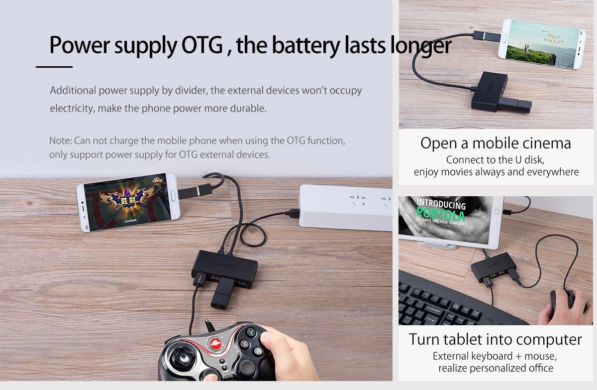 Orico хъб USB3.0 HUB 4 port black - G11-H4-U3-03-BK