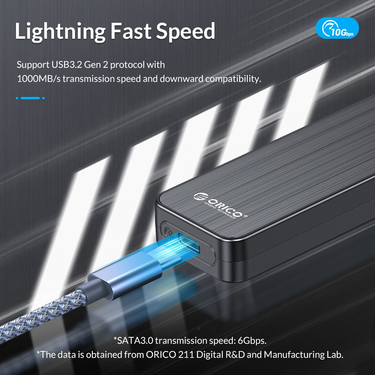 Външна кутия Orico HM2-G2-BK Storage Case M.2 NVMe M-key 10Gbps USB 3.1 Type-C