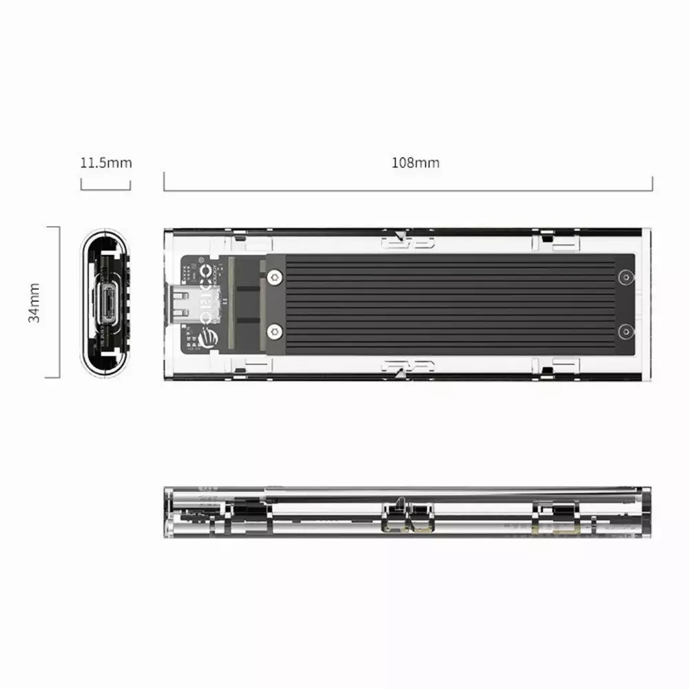 Външна кутия Orico TCM2-C3-BK Storage Case M.2 NVMe M-key USB 3.1 Type-C