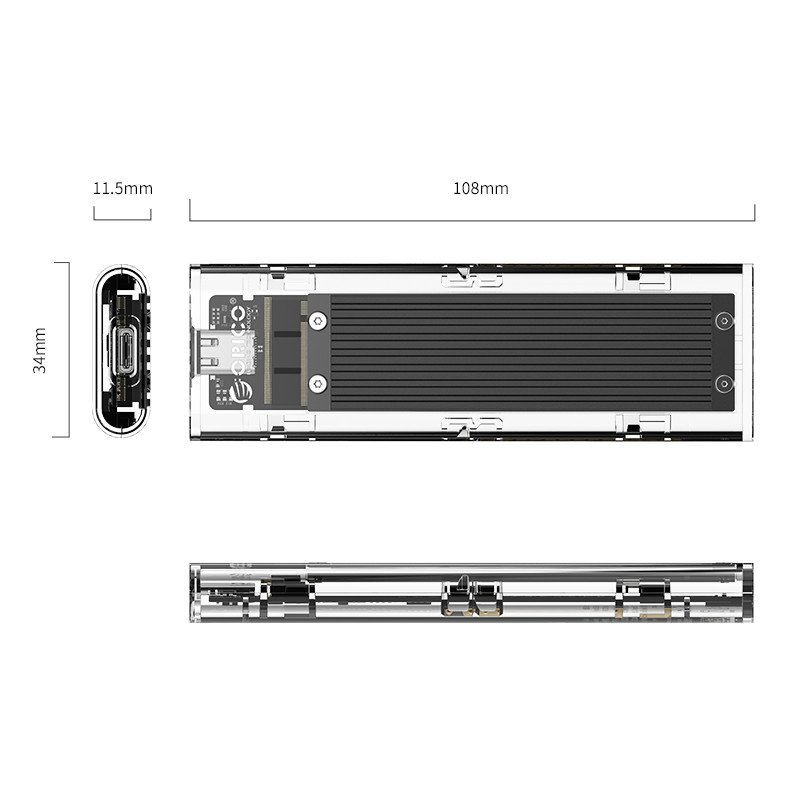 Външна кутия Orico TCM2-C3-BK Storage Case M.2 NVMe M-key USB 3.1 Type-C