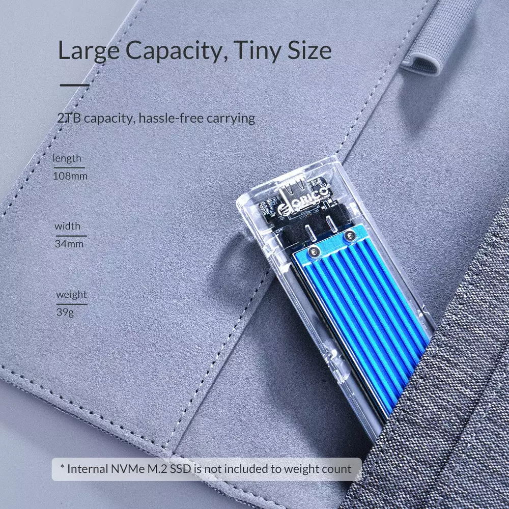 Външна кутия Orico TCM2-C3-BK Storage Case M.2 NVMe M-key USB 3.1 Type-C